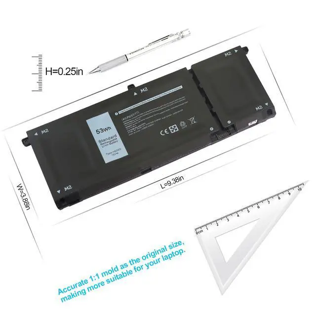 Alt view image 4 of 6 - H5CKD Battery 53Wh, Replacement Dell 5406 Laptop Battery for Dell Inspiron 5400 5406 5502 7306 7300 7500 7506 2-in-1 Silver 5300 5301 5401 5409 5501 5502 5509 Latitude 3410 3510 Computer Batteries.