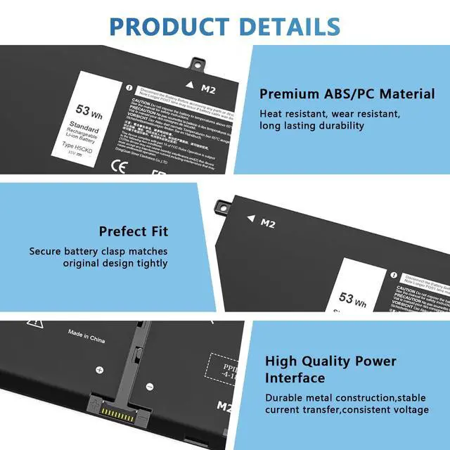 Alt view image 2 of 6 - 53Wh H5CKD 15V Battery Compatible with Dell 5400 7300 7506 2-in-1 5406 7405 7306 7500 Silver 5300 5408 5409 5301 5401 5402 5501 5502 5508 5509 Latitude 3410 3510 Vostro 5300 5301 7T8CD
