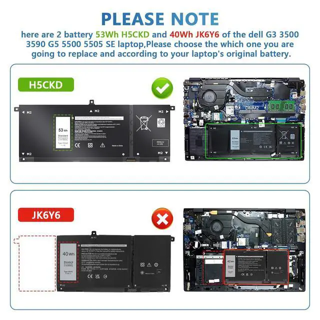 Alt view image 4 of 6 - 53Wh H5CKD 15V Battery Compatible with Dell 5400 7300 7506 2-in-1 5406 7405 7306 7500 Silver 5300 5408 5409 5301 5401 5402 5501 5502 5508 5509 Latitude 3410 3510 Vostro 5300 5301 7T8CD