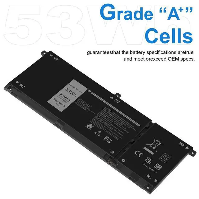 Alt view image 6 of 7 - H5CKD Battery Replacement for Dell Inspiron 5400 5406 7405 7300 7306 7500 7506 2-in-1 Silver 5300 5301 5401 5402 5408 5409 5501 5502 5508 5509 Series Latitude 3410 3510 Vostro 5300 5301 7T8CD 53Wh15V