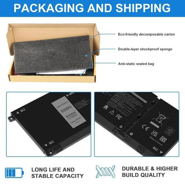 Alt view image 7 of 7 - H5CKD Battery Replacement for Dell Inspiron 5400 5406 7405 7300 7306 7500 7506 2-in-1 Silver 5300 5301 5401 5402 5408 5409 5501 5502 5508 5509 Series Latitude 3410 3510 Vostro 5300 5301 7T8CD 53Wh15V