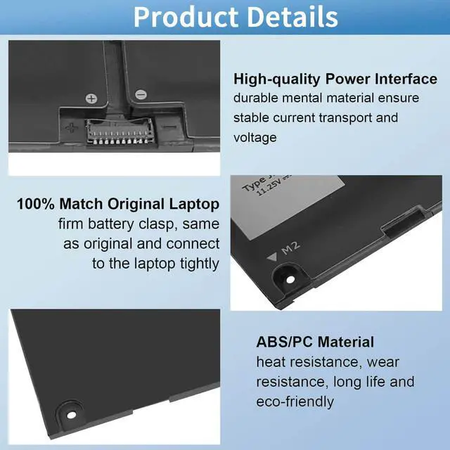 Alt view image 3 of 7 - 40Wh Replacement Dell Battery for Dell Inspiron 5300 5301 5401 5402 5408 5409 5501 5508 5509 5400 5406 7300 7306 7500 7506 2-in-1 Silver Latitude 3410 3510 Vostro 5301 5401 5501 P102F H5CKD