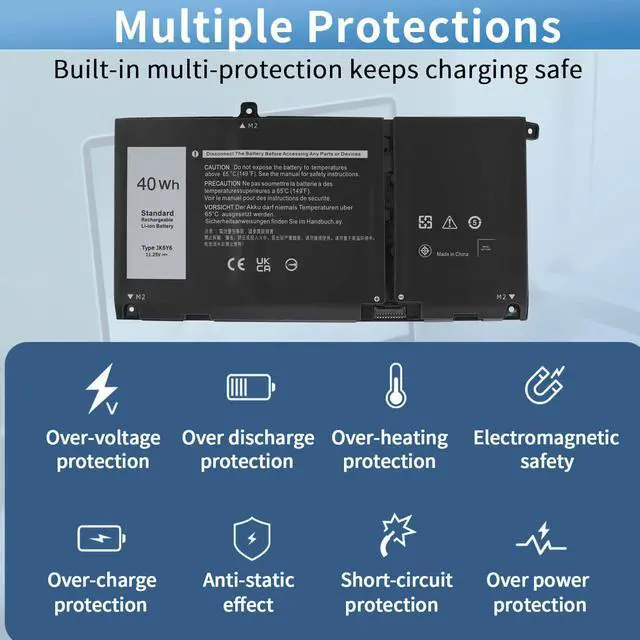 Alt view image 4 of 7 - 40Wh Replacement Dell Battery for Dell Inspiron 5300 5301 5401 5402 5408 5409 5501 5508 5509 5400 5406 7300 7306 7500 7506 2-in-1 Silver Latitude 3410 3510 Vostro 5301 5401 5501 P102F H5CKD