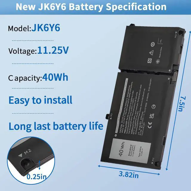 Alt view image 2 of 7 - 40Wh Replacement Dell Battery for Dell Inspiron 5300 5301 5401 5402 5408 5409 5501 5508 5509 5400 5406 7300 7306 7500 7506 2-in-1 Silver Latitude 3410 3510 Vostro 5301 5401 5501 P102F H5CKD