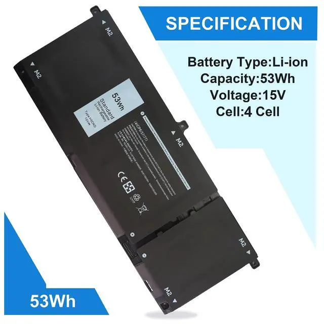 Alt view image 3 of 7 - H5CKD Laptop Battery for Dell inspiron 7300 7306 7405 7500 2-in-1 7506 5501 5502 5300 5301 5400 5401 5402 5406 5408 5508 5409 5509 Latitude 3410 3510 vostro 5300 5301 5401 5501 9077G TXD03 7T8CD