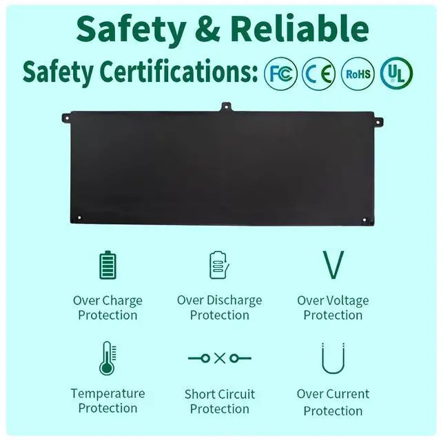 Alt view image 3 of 7 - 53Wh H5CKD 15V Battery Replacement for Dell Inspiron 5400 5406 7405 7300 7306 7500 7506 2-in-1 Silver 5300 5301 5401 5402 5408 5409 5501 5502 5508 5509 Series Latitude 3410 3510 Vostro 5300 5301 7T8CD