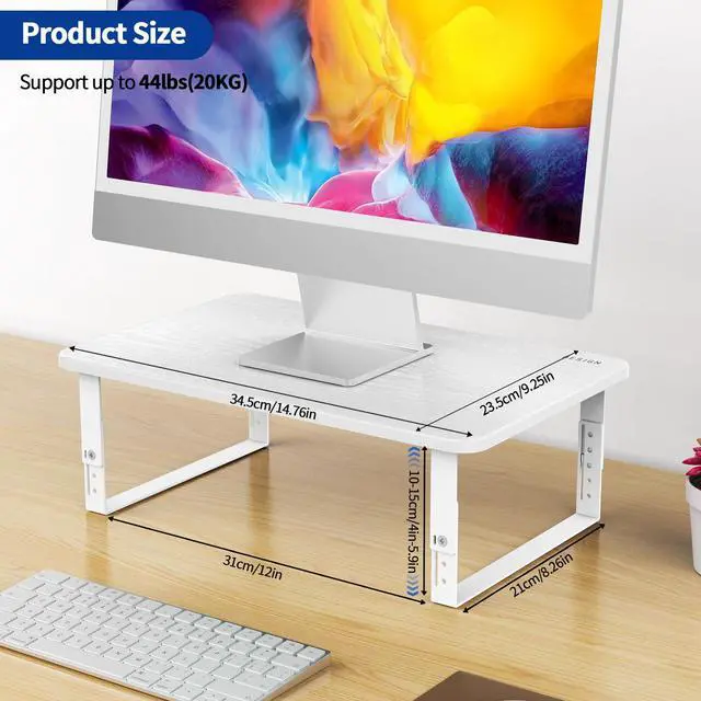 Alt view image 6 of 7 - MS01 Monitor Stand Riser, Height Adjustable Laptop Stand, Computer Monitor Stand for Monitor, Computer,Laptop,Printer (White)