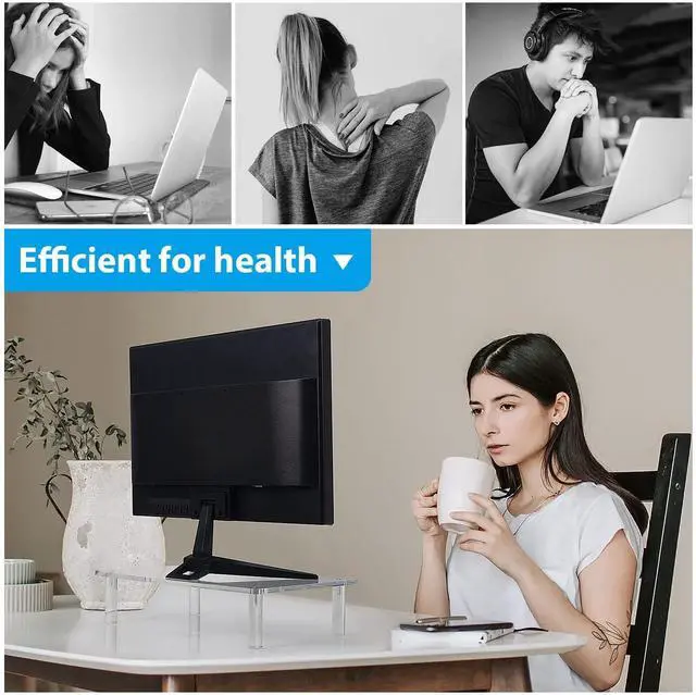 Alt view image 6 of 7 - Clear Acrylic Monitor Laptop Stand, Sturdy and Save Space Computer Laptop Monitor Riser Stand for Home Office Desktop Universal Stand with Anti-Slip Pads