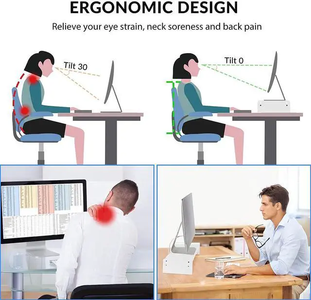 Alt view image 6 of 7 - Solid Wood Monitor Stand Riser, Monitor Riser with 2 Adjustable Height, 15.8 inch Computer Riser for Computer, iMac, PC, Printer, Computer Monitor Stand for Home & Office, White