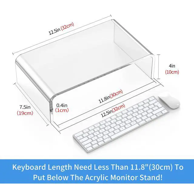Alt view image 2 of 7 - Monitor & Laptop Stand Riser - Clear Computer & Laptop Stand for Desk - Compatible with iMac, MacBook & All Notebooks - White Aesthetic Decoration for Office & Home