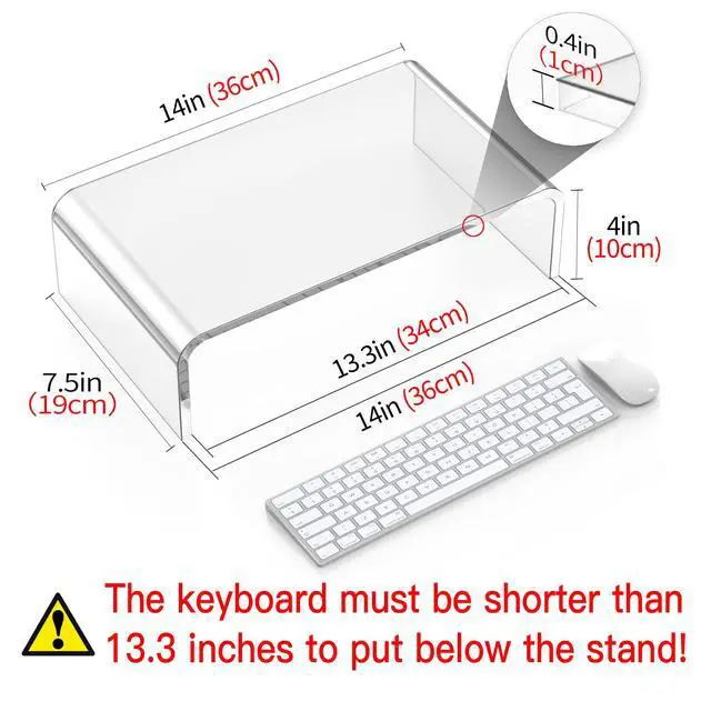 Alt view image 2 of 7 - Monitor Stand Riser Acrylic Laptop Stand for Desk Clear Computer Monitor Stand for Desk Accessories White Aesthetic Decorations for Office Home iMac Organizer
