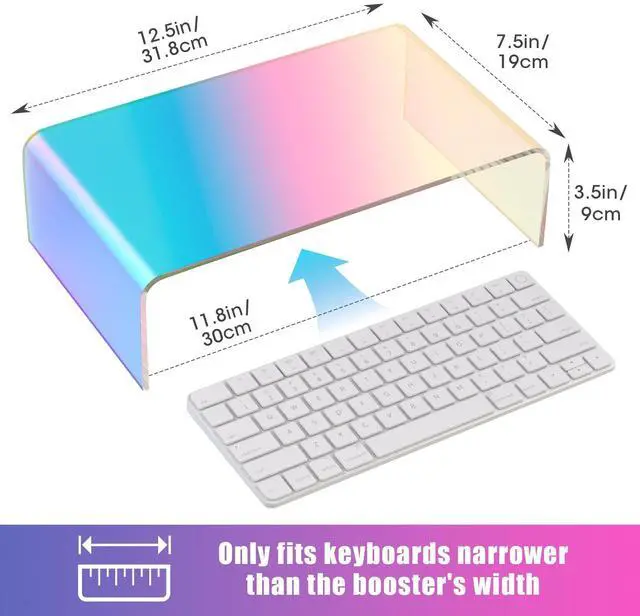 Alt view image 2 of 6 - Iridescent Acrylic Computer Monitor Stand, Acrylic Laptop/PC/Desktop Stand Riser for Desk, Durable, Ergonomic Design, Space Saving for Home and Office