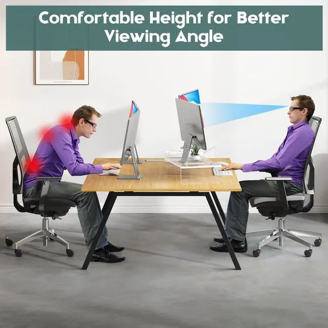 Alt view image 7 of 7 - Clear Acrylic Monitor Stand Riser, 3 Shelves Adjustable Dual Monitor Stand with Anti-Slip Mat, Premium Desk Organizer for Home Office, Laptops, PCs, Printers, TVs