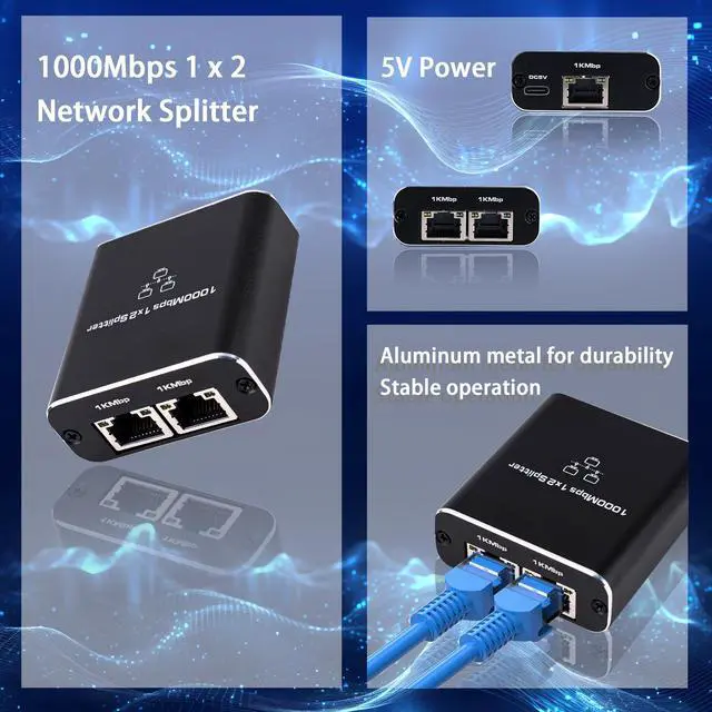 Alt view image 4 of 7 - 1000Mbps Network Splitter with LAN Cable Cat 6 - RJ45 Ethernet Splitter 1 to 2 High Speed Gigabit LAN Internet Splitter for Cat 5/5e/6/7/8, Supports Two Devices Working Simultaneously