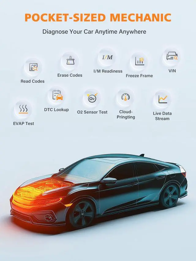 Alt view image 3 of 7 - CF06 OBD2 Scanner Check Engine Light Code Reader, Advanced Battery Health Check Car Diagnostic Tool, Upgraded Alloy-Edged Design, Compatible with All Vehicles After 1996 with OBDII Port