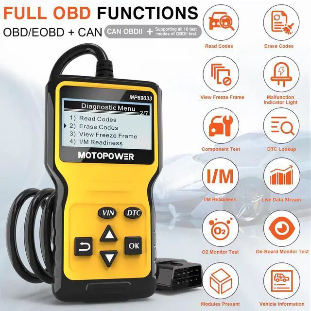 Alt view image 2 of 7 - Car OBD2 Scanner Code Reader Engine Fault Scanner CAN Diagnostic Scan Tool for All OBD II Protocol Cars Since 1996, Yellow