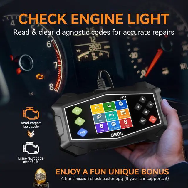 Alt view image 3 of 7 - Enhanced OBD2 Scanner Diagnostic Tool - Check Engine Code Reader with Battery Tester, EVAP, Live Data, Mode 6/8, Professional Car Scan Tool with Freeze Frame, DTC Lookup for All OBDII Vehicles 1996+