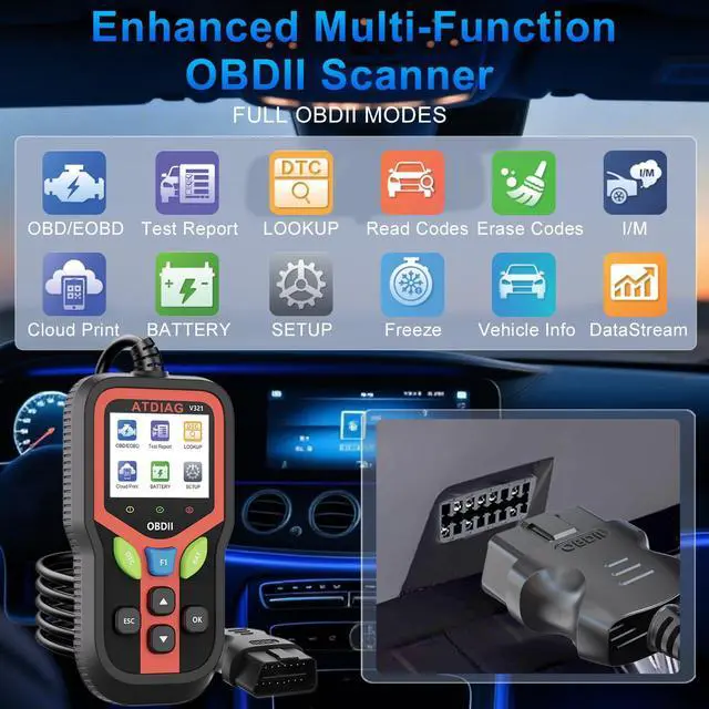 Alt view image 2 of 6 - OBD2 Scanner Diagnostic Tool, Check Engine Lights and Clear Vehicle Trouble Code, Battery Start Test, Live Data, Cloud Printing, Freeze Frame, Car Scanner for All OBDII Vehicles Since 1996