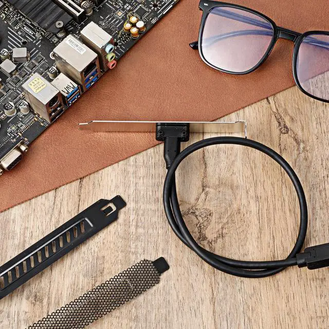 Alt view image 7 of 7 - USB 3.2 Gen 2 USB-C Front Panel Type-C Adapter with PCI Bracket USB-C Female to 20 Pin USB Type E A-Key Male 20Gbps Motherboard Header Extension Cable with 2 Pcs PCI Slot Covers(19.7in)