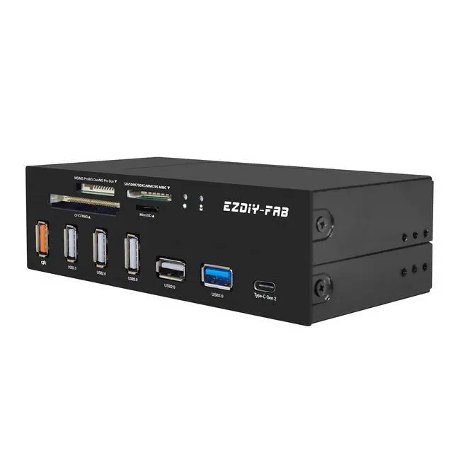 Main image of PC Front Panel Internal Card Reader USB HUB, USB 3.1 Gen2 Type-C Port,USB 3.0 Support SD MS XD CF TF Card for Computer, Fits Any 5.25" Computer Case Front Bay