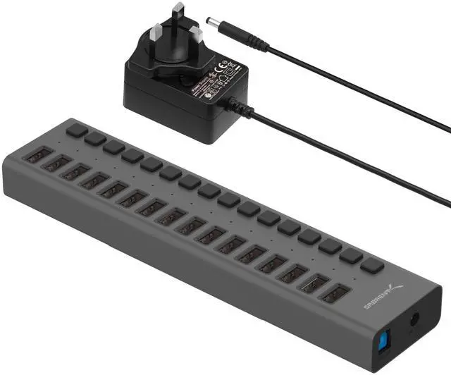 Main image of 16-Port USB 3.0 Data Hub and Charger with Individual Power Switches, 90W High-Power Output (HB-PU16)