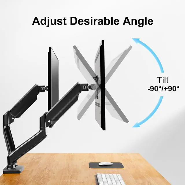 Alt view image 7 of 7 - Dual Monitor Mount Fits 13 to 32 Inch Computer Screen, Dual Monitor Arm Hold 4.4-19.8lbs Each, Full Motion Monitor Desk Mounts for 2 Monitors, Gas Spring Monitor Stand, VESA Mount