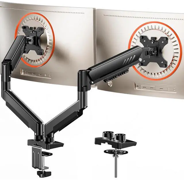 Main image of Dual Monitor Arm, Full Adjustable Monitor Mount for 1332 Screens, Fast Install Computer Monitor Stand with Tool-Free VESA Mount, Max Load 19.8 lbs, Max VESA 100x100mm