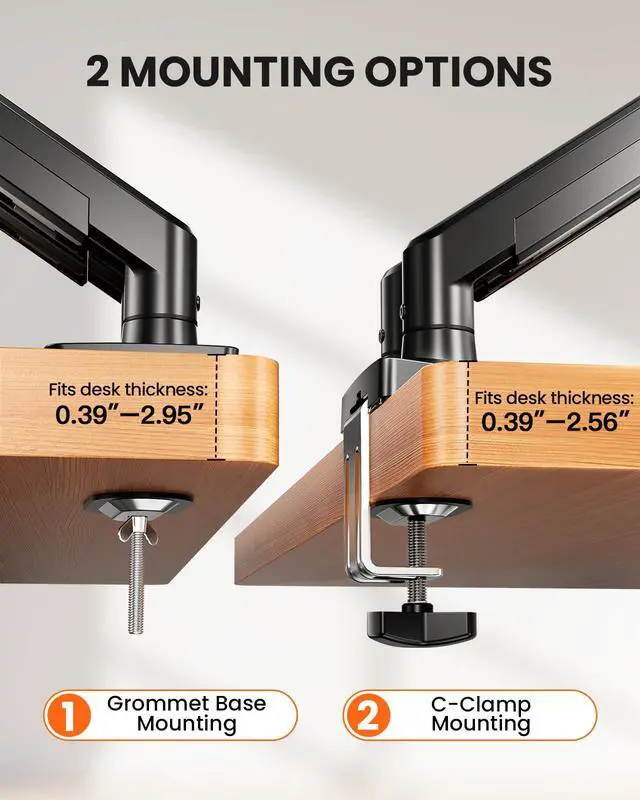 Alt view image 3 of 7 - Dual Monitor Arm, Full Adjustable Monitor Mount for 1332 Screens, Fast Install Computer Monitor Stand with Tool-Free VESA Mount, Max Load 19.8 lbs, Max VESA 100x100mm