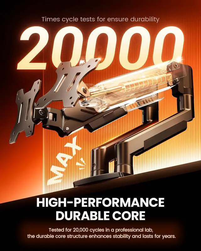 Alt view image 7 of 7 - Dual Monitor Arm, Full Adjustable Monitor Mount for 1332 Screens, Fast Install Computer Monitor Stand with Tool-Free VESA Mount, Max Load 19.8 lbs, Max VESA 100x100mm