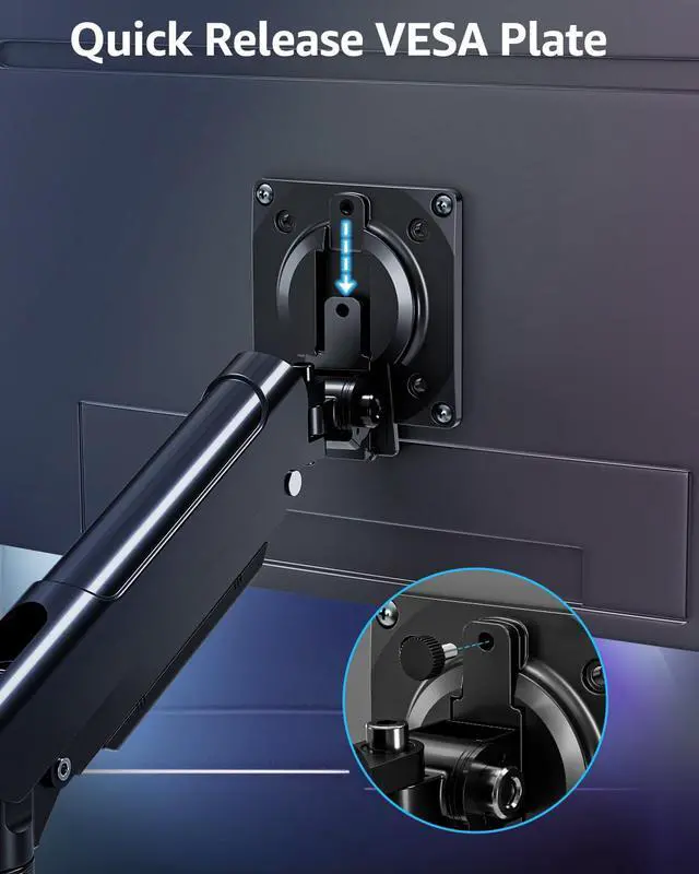 Alt view image 3 of 7 - Dual Monitor for 32 27 24 22inch Screens, Gas Spring Monitor Stand for 2 Monitor, Full Adjustable Monitors Desk Mount with C-ClampGrommet Base, Each Arm Holds 4.4-22 lbs, Freelift Pro Black