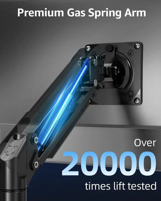 Alt view image 6 of 7 - Dual Monitor for 32 27 24 22inch Screens, Gas Spring Monitor Stand for 2 Monitor, Full Adjustable Monitors Desk Mount with C-ClampGrommet Base, Each Arm Holds 4.4-22 lbs, Freelift Pro Black