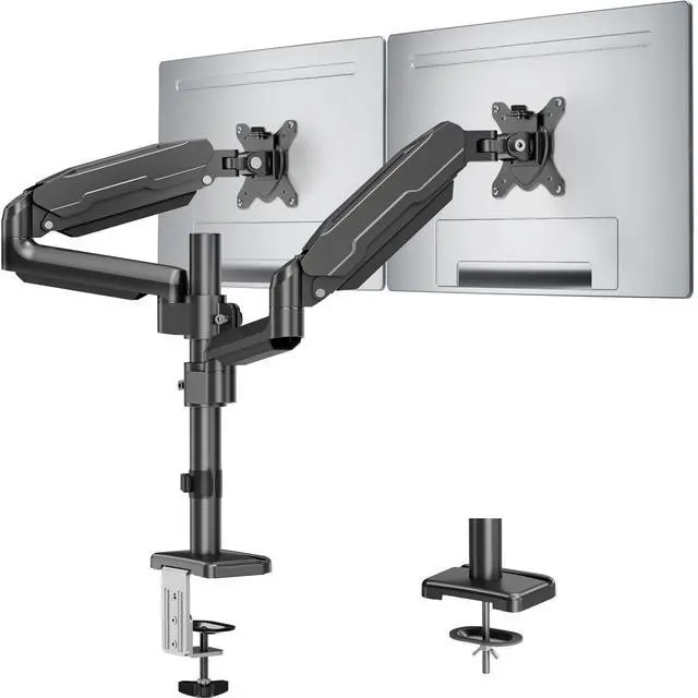 Main image of Dual Monitor Mount for 13-32" Computer Screen, Tall Monitor Stands for 2 Monitors, Adjustable Gas Spring Double Vertical Monitor Desk Mount, Each Arm Holds 4.4 to19.8lbs, VESA Mount, Black