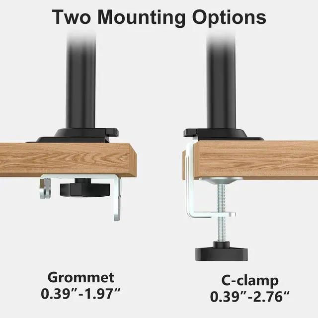 Alt view image 6 of 7 - Dual Monitor Mount, 13-32 Inch Adjustable Spring Dual Monitor Arm for Desk Holds Max 19.8 lbs Screens, Swivel Vesa Bracket with C Clamp, Grommet Mounting, Monitor Arms for 2 Monitors (GSDM002)