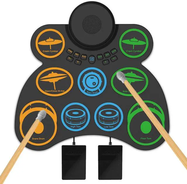 Main image of Electric Drum Set, Electronic Drum Practice Pad - with Speaker & Battery Support Dtx Gaming. Roll-Up E Drum Kit For Kids And Adults - Perfect Christmas & Birthday Gift