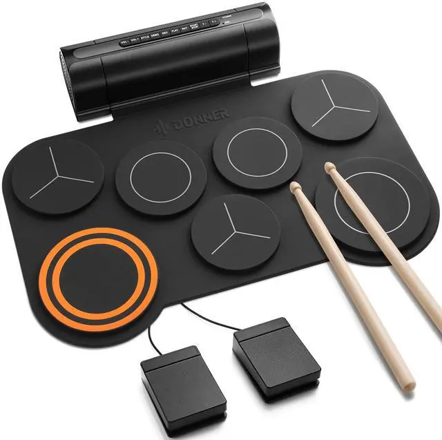 Main image of Electronic Drum Set, 7 Pads Electric Drum Pad Roll Up Quiet Drum Pad Built-in Speaker, 40 Drum Lessons Included, Kids Holiday Christmas & Birthday Gift Instrument Toys(DED-20)