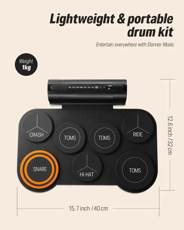 Alt view image 5 of 7 - Electronic Drum Set, 7 Pads Electric Drum Pad Roll Up Quiet Drum Pad Built-in Speaker, 40 Drum Lessons Included, Kids Holiday Christmas & Birthday Gift Instrument Toys(DED-20)