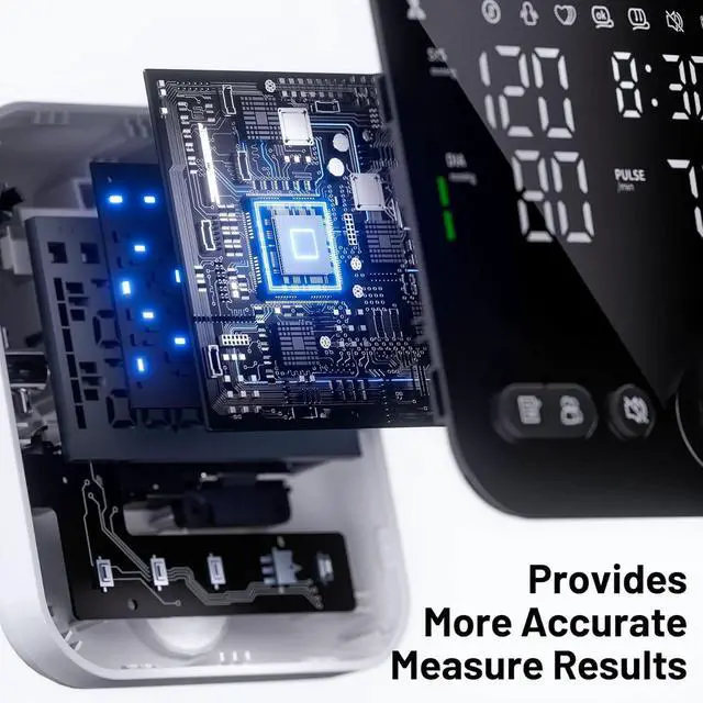 Alt view image 2 of 7 - Blood Pressure Monitor Upper Arm Monitors for Home Use Adjustable 8.7"-16.5" Cuff LED Display 2x120 Memory Intelligent Voice Portable Machine with Storage Bag