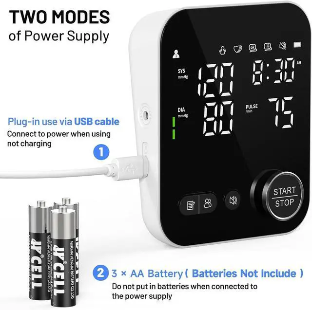 Alt view image 6 of 7 - Blood Pressure Monitor Upper Arm Monitors for Home Use Adjustable 8.7"-16.5" Cuff LED Display 2x120 Memory Intelligent Voice Portable Machine with Storage Bag