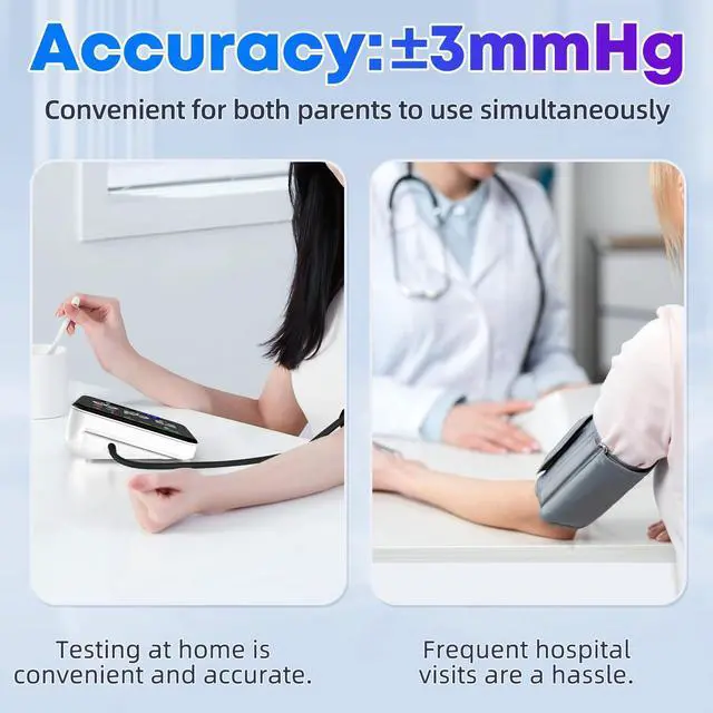 Alt view image 3 of 6 - Blood Pressure Monitor Rechargeable Upper Arm Blood Pressure Monitors for Home Use Large Screen Bp Machine with 8.7"-16.5" Bp Cuff, 2x120 Memory, Voice Broadcast Bp Monitor (Black)