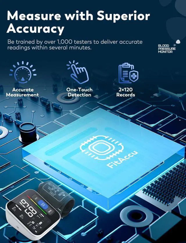 Alt view image 3 of 6 - Blood Pressure Monitors for Home Use Upper Arm, Accurate Cuff 8.7-15.7 Monitor with Large Backlight Display 2 Users 240 Sets Memory & HR Detection, Digital BP Machine with Carrying Case