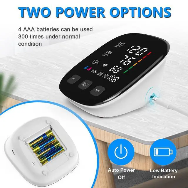 Alt view image 4 of 7 - Blood Pressure Monitor, Automatic Upper Arm Blood Pressure Monitors for Home Use with Digital LED Display, Adjustable Blood Pressure Cuff 9-17'' with 2×199 Sets Memory (White)