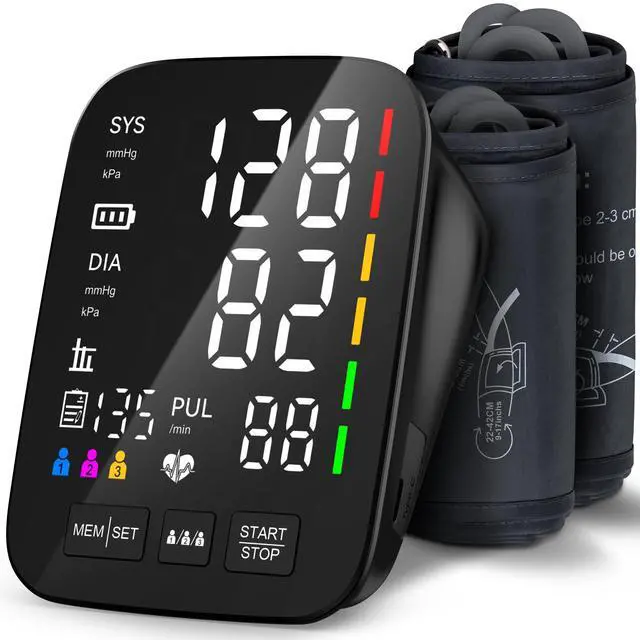 Main image of Blood Pressure Monitor for Home Use - 2 Size Cuffs (9"-17" & 13"-21"), Fits Medium, Large & Extra Large XL Upper Arms, Accurate Digital Automatic BP Machine, 5" LED Display, 3-User Mode, Model U80A