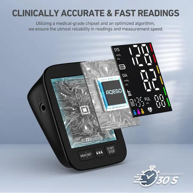 Alt view image 3 of 7 - Blood Pressure Monitor for Home Use - 2 Size Cuffs (9"-17" & 13"-21"), Fits Medium, Large & Extra Large XL Upper Arms, Accurate Digital Automatic BP Machine, 5" LED Display, 3-User Mode, Model U80A