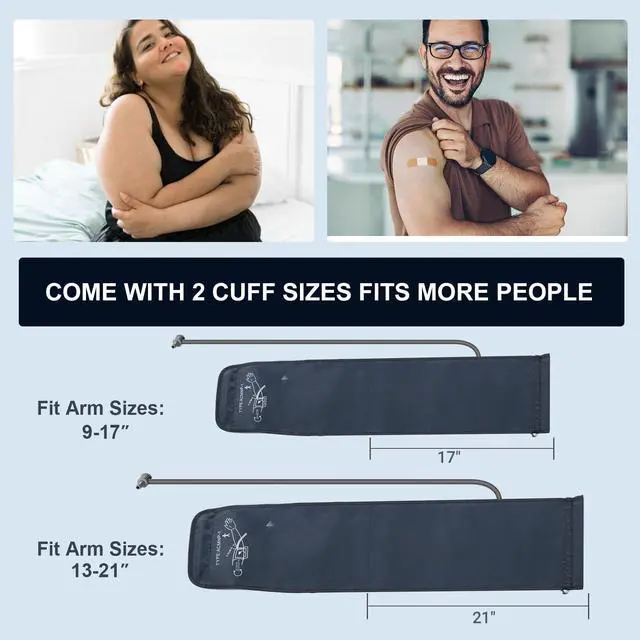 Alt view image 2 of 7 - Blood Pressure Monitor, 9-17'' & 13-21'' Extra Large Blood Pressure Cuff Upper Arm, LED Color Backlit Screen Automatic Digital Blood Pressure Machine with USB Cable and 4 AAA Batteries