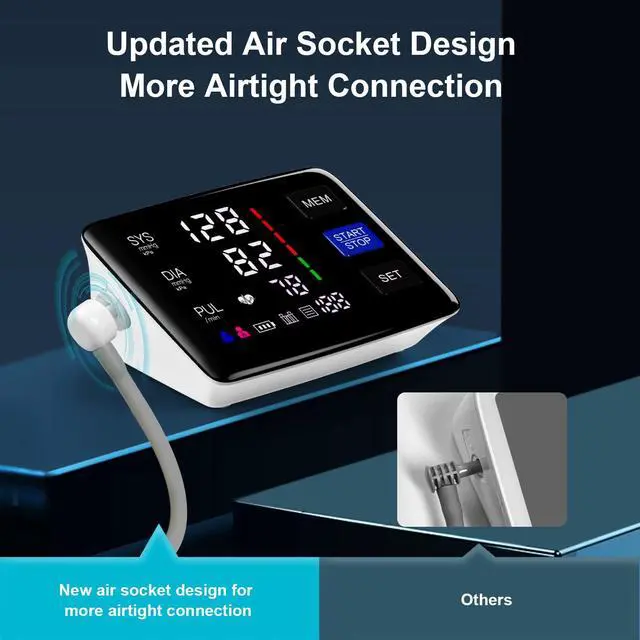 Alt view image 6 of 7 - Blood Pressure Monitor, 9-17'' & 13-21'' Extra Large Blood Pressure Cuff Upper Arm, LED Color Backlit Screen Automatic Digital Blood Pressure Machine with USB Cable and 4 AAA Batteries