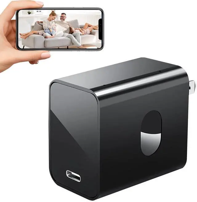 Main image of Smart Mini Camera Charger with 2.4G&5GHz WiFi, FHD 1080P Nanny Camera with Human Detection, Night Vision, 160°Wide View-Angle, Real Time Monitoring, Best Small Cameras for Pets