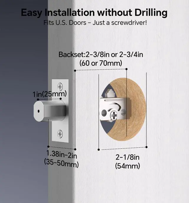 Alt view image 5 of 7 - Fingerprint Keypad Deadbolt with Handle Set, Keyless Entry Door Lock, Door Locks for Front Door Lock Set, App Control, Auto Locking, Easy to Install, Matte Black