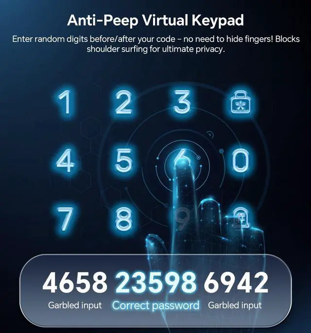 Alt view image 4 of 7 - Keyless Entry Keypad Deadbolt with Handle Set, Smart Lock, Auto-Lock + One-Touch Lock, 100 Codes + 15-Min Easy Install, Ideal for Airbnb/Homes/Offices, Fits U.S. Standard Front Doors, Black