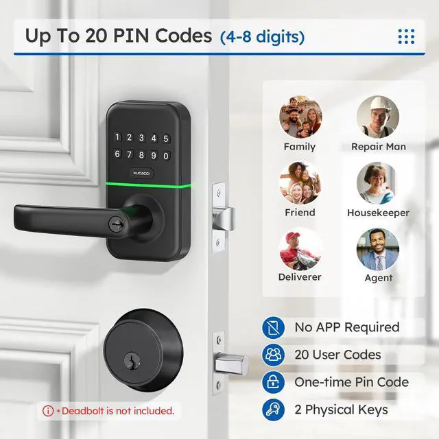 Alt view image 2 of 7 - Smart Door Handle Lock with Keypad: Keyless Entry Digital Knob for Front Door - Electronic Smart Lock with Keypad - Exterior Code Door Knob - Easy Installation