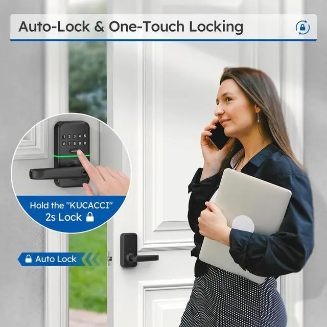 Alt view image 3 of 7 - Smart Door Handle Lock with Keypad: Keyless Entry Digital Knob for Front Door - Electronic Smart Lock with Keypad - Exterior Code Door Knob - Easy Installation